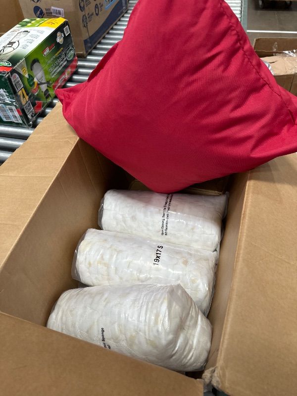 Photo 1 of (used) Summsun Outdoor Cushions for Patio Furniture, Double-Sided Waterproof Backrest and Seat Cushion Set with Removable Cover, 19 x 19 Inch, Red, Set of 4