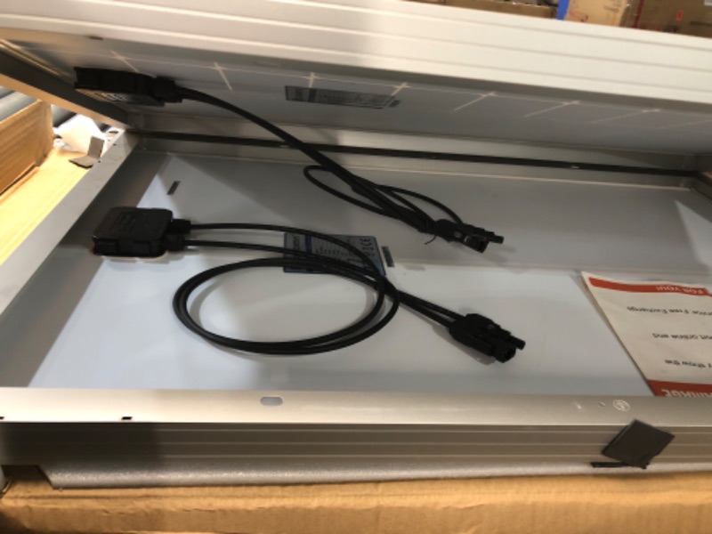 Photo 1 of ***INCOMPLETE - MISSING ACCESSORIES - SEE PICTURES***
ECO-WORTHY 100 Watts 12 Volt/24 Volt Rigid Solar Panel ECOM100W