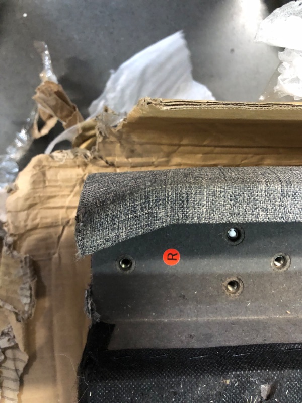 Photo 1 of ***DAMAGED - INCOMPLETE - SEE PICTURES***
Furinno Laval Double Row Nail Head Upholstered Platform Bed Frame, King, Stone