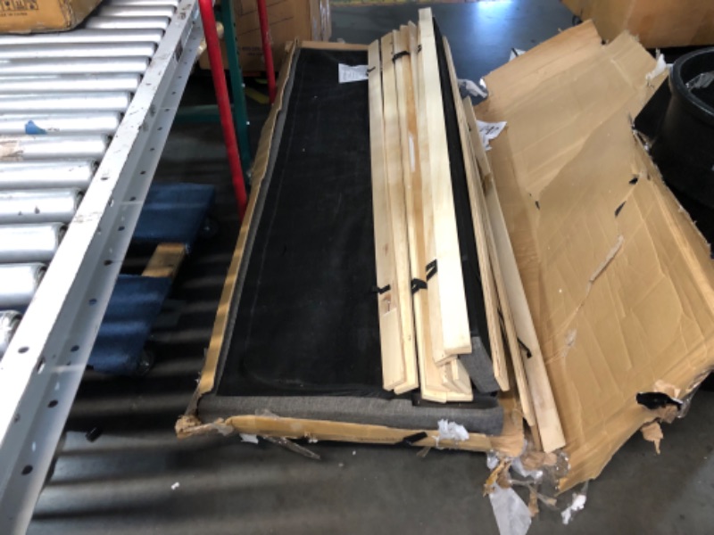 Photo 1 of ***DAMAGED - INCOMPLETE - SEE PICTURES***
Furinno Laval Double Row Nail Head Upholstered Platform Bed Frame, King, Stone