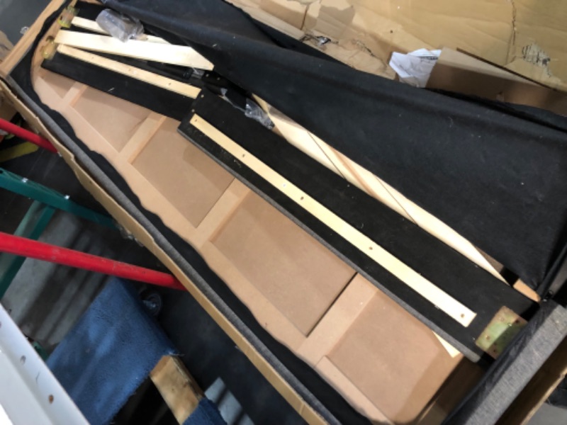 Photo 1 of ***DAMAGED - INCOMPLETE - SEE PICTURES***
Furinno Laval Double Row Nail Head Upholstered Platform Bed Frame, King, Stone