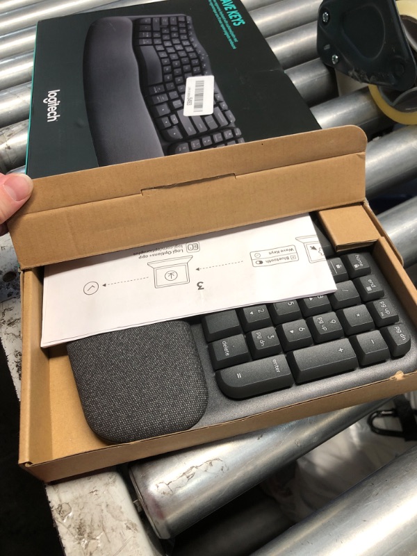 Photo 1 of Logitech Wave Keys Wireless Ergonomic Keyboard with Cushioned Palm Rest, Comfortable Natural Typing, Easy-Switch, Bluetooth, Logi Bolt Receiver, for Multi-OS, Windows/Mac - Graphite