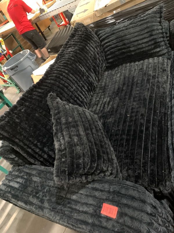 Photo 1 of ***STOCK PHOTO FOR REFERENCE ONLY*** 85" Boneless Couch , Cloud Sofa Modular Sectional Small L-Shaped Sofa, Memory Foam Couch, Upholstered Couches for Living Room & Bedroom, No Assembly, Plush Corduroy (Black)