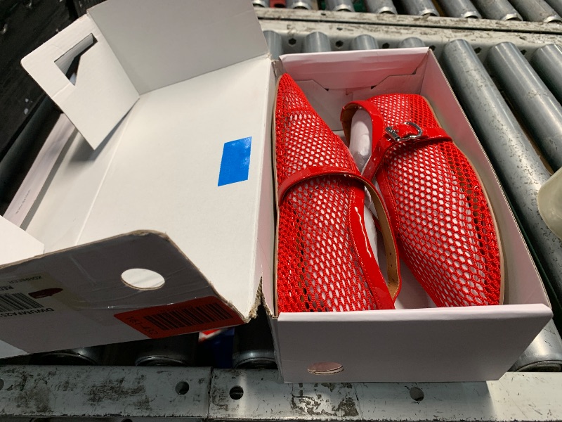 Photo 1 of ****BROKEN STRAP***DREAM PAIRS Women's Mesh Ballet Flats Dressy Round Toe Comfortable Mary Jane Flat Shoes with Buckle Strap,Size 11,Red,DWUMFA2529