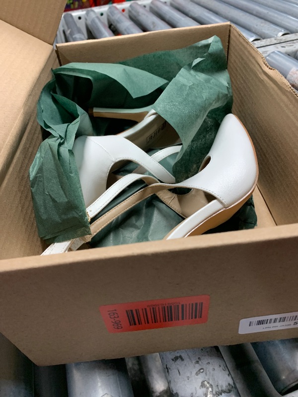 Photo 1 of (SIZE 6) (USED/FAIR) Trary White Heels for Women Closed Pointed Toe Heels Women's Pumps Sexy Stiletto High Shoes with Bow Knot Comfortable Ankle Strap Office Party Wedding Dress Shoes 3.74" Heel Size 6