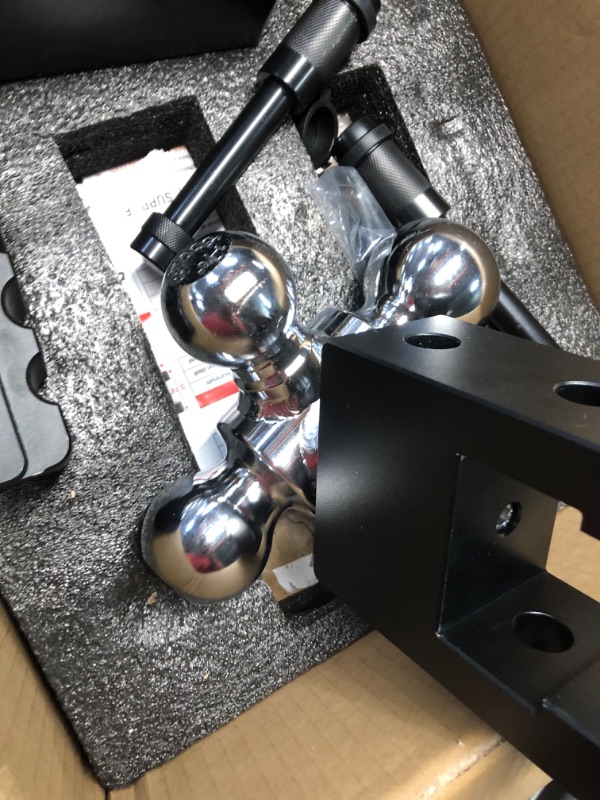 Photo 1 of ***INCOMPLETE - MISSING PIN FOR BALL***
Kingfun Adjustable Trailer Hitch - Fits 2 Inch Receiver, Tri-Ball (1-7/8" X 2" X 2-5/16") 6-Inch Rise/Drop Hitch, 12500 Lbs Gtw Heavy Duty Aluminum Truck Tow Hitch with Anti-Theft Pins (Black)