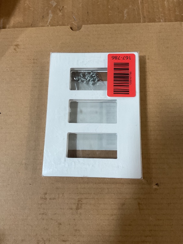Photo 1 of [2 Pack] BESTTEN 3 Gang Screwless Decorative Wall Plate, Mid-Size H4.88" x W6.74", USWP6 Gloss Snow White, Faceplate Cover for Decorator Receptacle Outlet & Switch, UL Listed