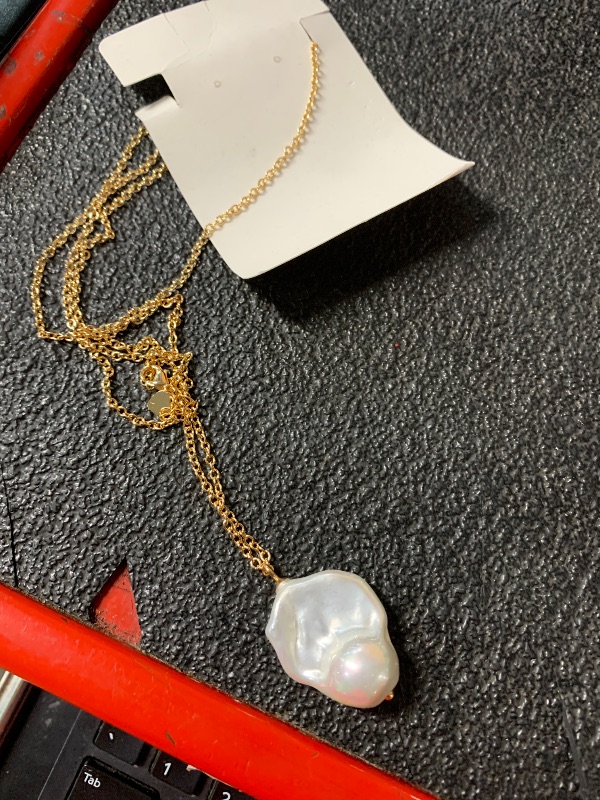 Photo 1 of (see all images) 12-14 MM Freshwater Cultured Baroque Pearl Charm Pendant, 14K Yellow Gold Color