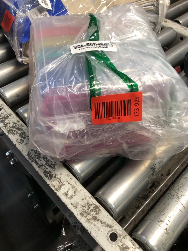 Photo 1 of (USED/FAIR) Paper Junkie Photo Storage Box - 4 x 6 in Clear Plastic & 6 Multicolor Inner Cases - Snap-Close Photo Storage Containers & Sticker Box