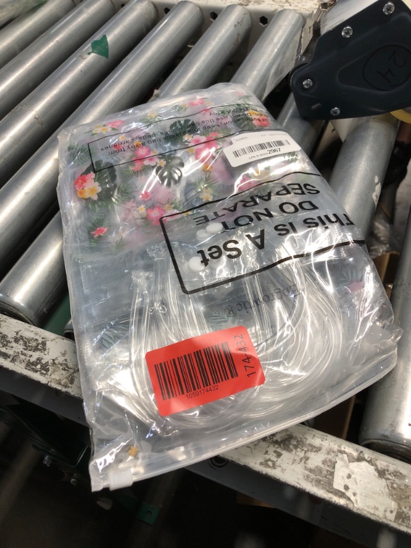 Photo 1 of (ONLY 18) Engrowtic 24 Pcs Hawaiian Clear Gift Bags with Handle Plastic PVC Summer Luau Jungle Goodie Favor Tote Bags for Tropical Aloha Palm Leaves Theme Party Birthday Present Giving, 8 x 8 x 3.15''