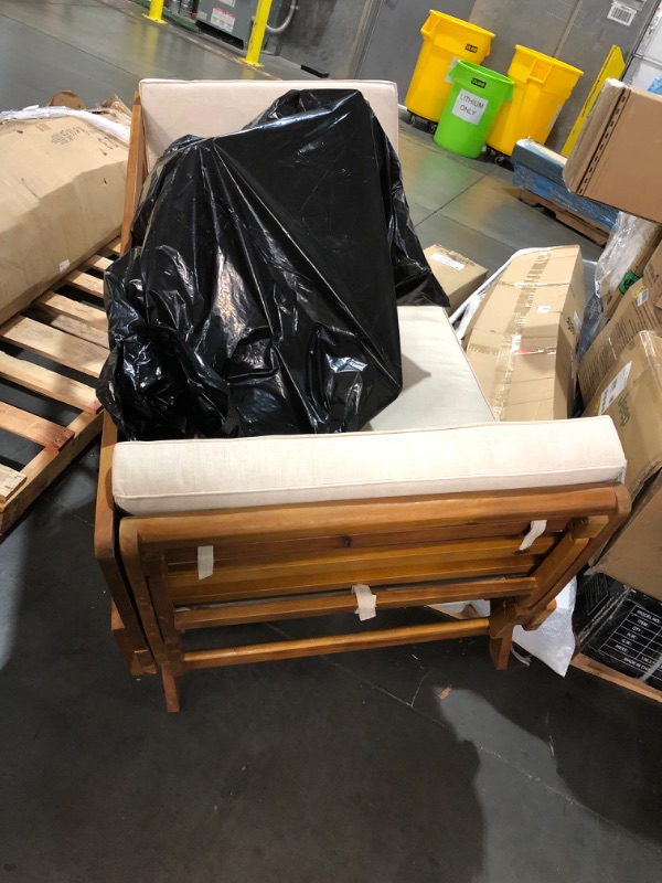 Photo 1 of ***TRUCK/TRAILER PICKUP ONLY*** Merax Outdoor Patio Daybed Sofa,3-Seat Sofa with Foldable Arm 4 Back Pillows,Teak Acacia Wood Frame Beige Removable Cushion,Teak+ Beige
