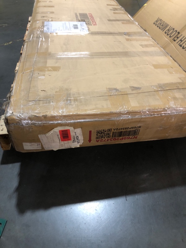 Photo 1 of ***TRUCK/TRAILER PICKUP ONLY*** Merax King Size Upholstered Platform Bed with Tall Headboard, Elegant White Bed Frame for Bedroom, Solid Wooden Slats Support, No Box Spring Needed, Easy Assembly