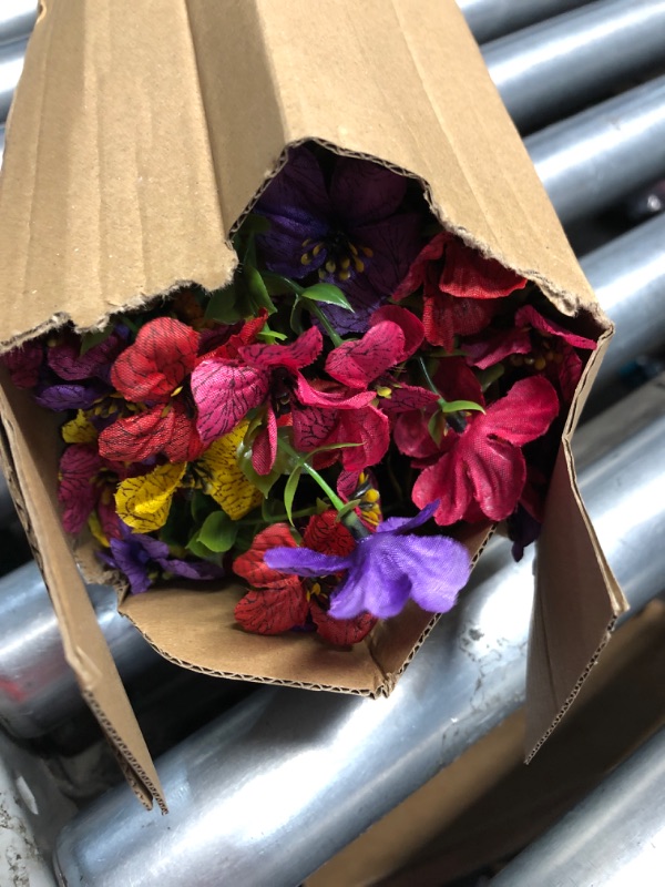 Photo 1 of (PARTIAL SET) Faylifeway Artificial Hanging Flowers for Outdoors Summer Decoration, 4PCS Upgrade UV Resistant Faux Silk Hanging Plants for Outside, Garden, Porch, Window, Home Decor (Summer Color, 4PCS)