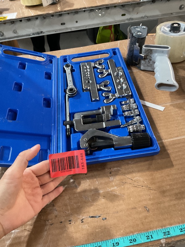 Photo 1 of Thorstone Single Flaring Tool & Swaging Tool Kit for HVAC, Tubing, Copper Pipe Flaring with Tubing Cutter and Ratchet Wrench, 45 Degrees, Blue