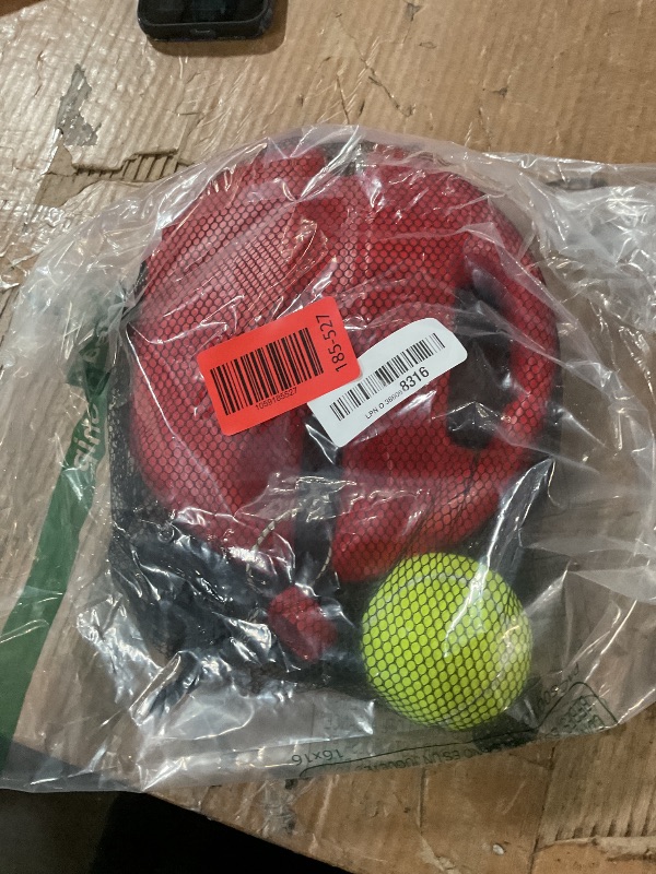 Photo 1 of (missing ball) (bagged) Teloon Solo Tennis Trainer Rebound Ball with String for Self Tennis Practice Training Tool for Adults or Kids Beginners with 2 String Balls Elastic and a Portable Mesh Bag
