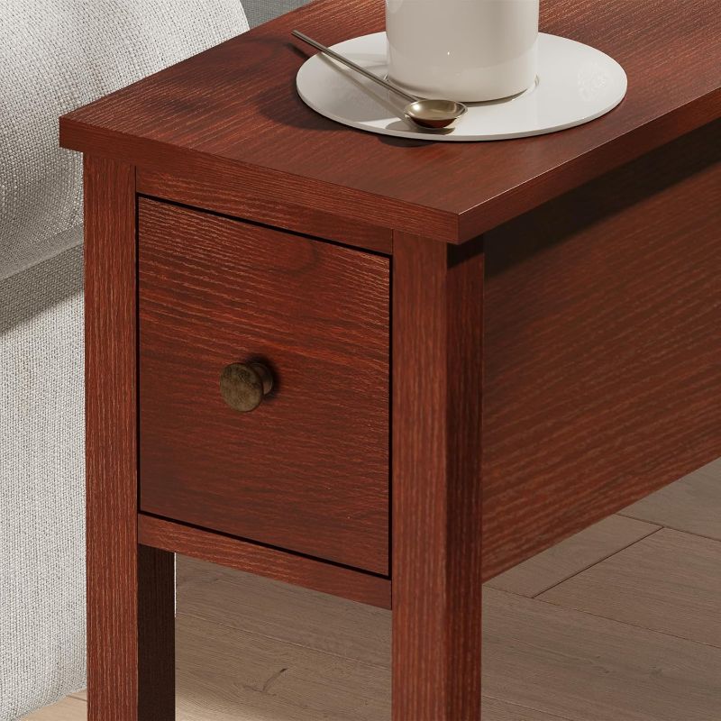 Photo 1 of (only one) ChooChoo Narrow End Table, Small Side Table for Small Spaces, Slim End Table with Drawer, Narrow Nightstand
