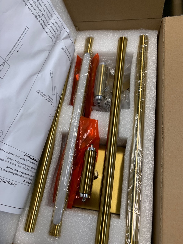 Photo 1 of (USED/FAIR) (UNTESTED) Battery Operated Gold Wall Sconces Set of 2, 30" Wireless Rechargeable LED Wall Lamps with Remote Control, 3 Color Stepless Dimming 360° Rotate Wall Decor Lighting for Living Room Hallway Bedroom