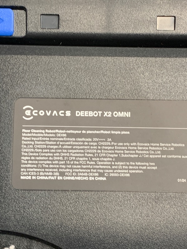 Photo 1 of *********************The dock does not power on at all***************
ECOVACS DEEBOT X2 Omni Robot Vacuum and Mop, 8000Pa Suction, 15mm Lift, Omni Station with Hot Water Mop Washing, Self-Emptying, Hot Air Drying, Auto-Refill, Obstacle Avoidance,Black
