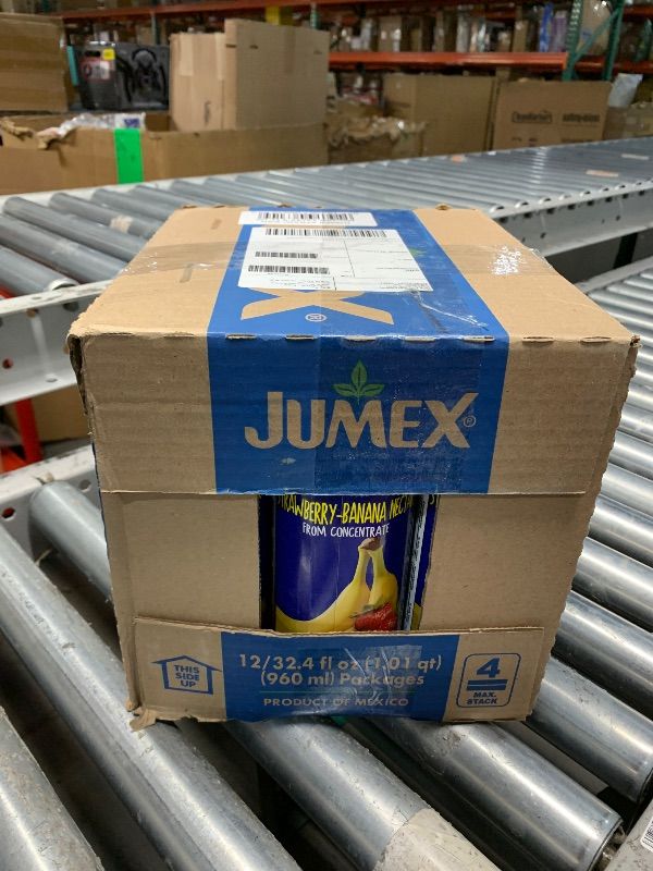 Photo 1 of ***EXPIRATION:OCT/2025***Jumex Strawberry Banana Nectar Juice - Made with Fresh Fruit Puree - Tropical Fruit Juice Concentrate for Smoothie Mix, Cocktail Mixers, Kids Drinks & Mexican Beverages - 32.4oz, 12 Pack Carton