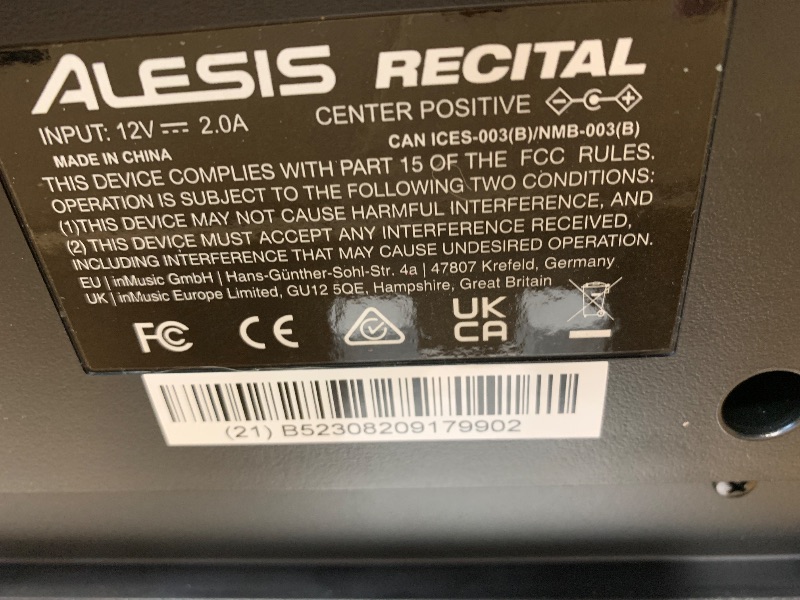 Photo 1 of (one key is broken)(see images) Alesis Recital – 88 Key Digital Piano Keyboard with Semi Weighted Keys