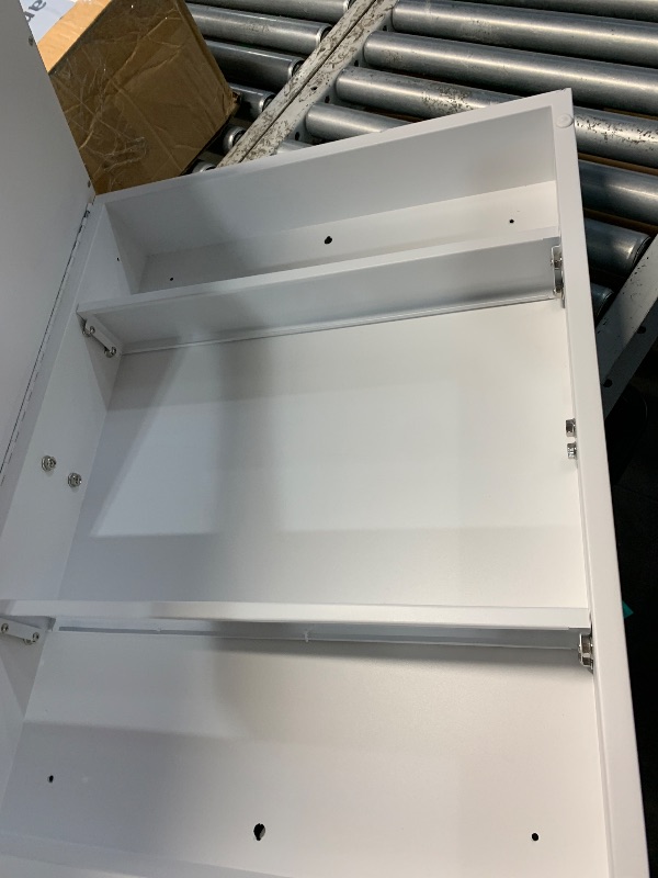 Photo 1 of ***(USED/ MINOR DAMAGE)***TETOTE 24x30 Inch White Medicine Cabinet Mirror for Bathroom Aluminum Framed Surface or Recessed Wall-Mounted Medicine Cabinets Beveled Mirror with Storage 1 Door Modern Farmhouse