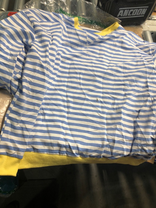 Photo 1 of ***(MINOR STAIN)***TERIVEEK Women Oversized Striped Color Block Long Sleeve Crew Neck Sweatshirt Casual Loose Pullover Y2K Shirt Top Blue White SIZE XL 