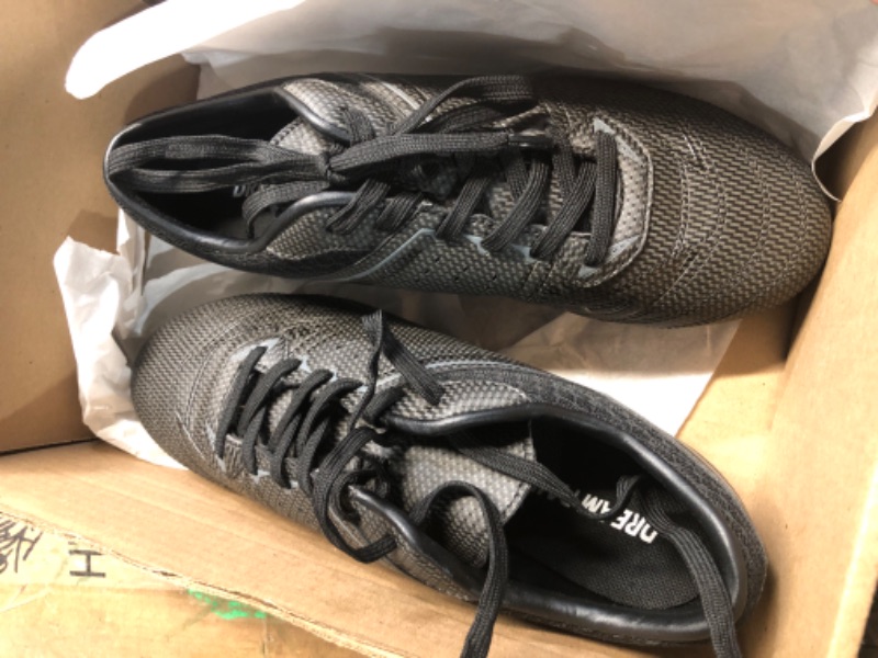 Photo 1 of ***(HEAVILY USED/ MINOR DAMAGE)***DREAM PAIRS Mens Sport Flexible Athletic Lace Up Light Weight Outdoor Cleats Football Soccer Shoes,Size 9,Black/Dark/Grey,160859-M
