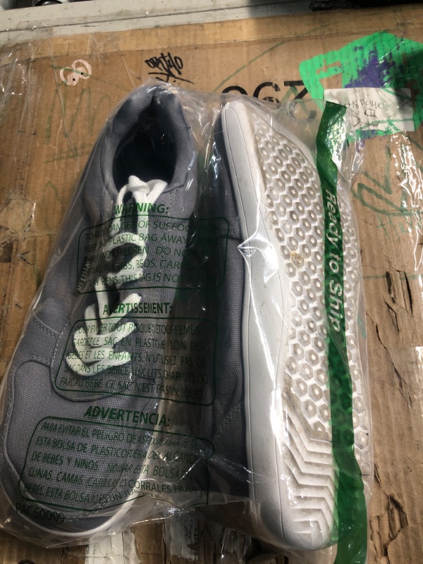Photo 1 of ***(HEAVILY USED/ MINOR DAMAGE)***WHITIN Extra Wide Toe Box Barefoot Sneakers for Men Minimalist Minimus Zero Drop Sole Shoes Size 11 Width Fit 11W Training Walking Grey White 45