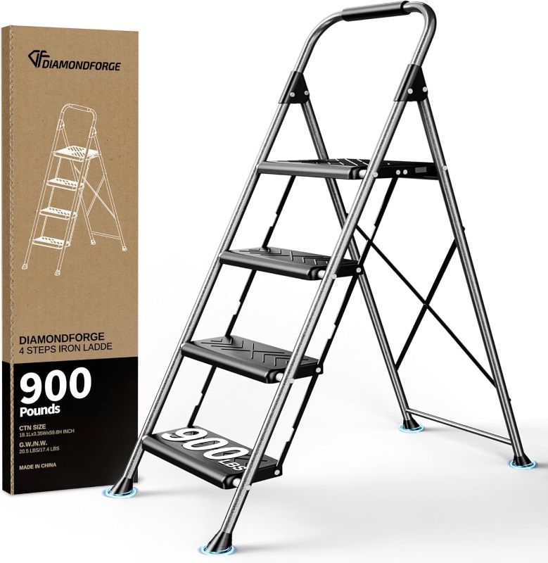 Photo 1 of ***STOCK PHOTO FOR REFERENCE ONLY***
**SEE NOTES** GameGem 6 Step Ladder for 12 Feet High Ceiling, Lightweight Aluminum Folding Step Stool with Convenient Handgrip, Stepladders with Anti-Slip and Wide Pedal for Home Use Space Saving - Gold