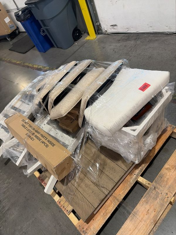 Photo 1 of ***DAMAGE***UNKNOWN MISSING PARTS***
Signature Design by Ashley Skempton Cottage Dining 7 Piece Set – Rectangular Table & 6 Upholstered Chairs | Coastal Chic Meets Farmhouse, Whitewash