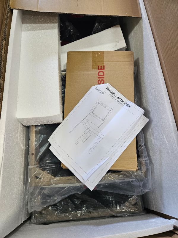 Photo 1 of **MISSING 2 BOXES, ONLY BOX 2** Merax 6-Piece Retro Dining Set 4 Upholstered Chairs and 1 Bench for Dining Room and Kitchen, Antique Gray