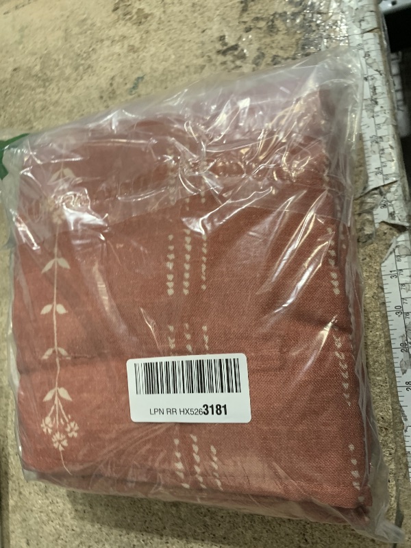 Photo 1 of 108 Inches Long Terracotta Curtains for Patio 2 Panel Sets,Sheer Linen Boho Patterned Curtains for Living Room