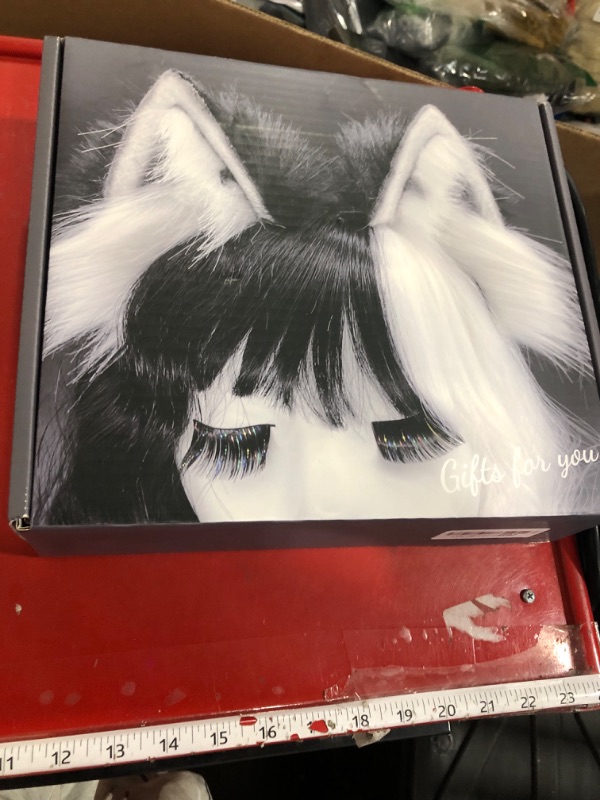 Photo 1 of **PARTIAL SET/MISSING EARS** CoFoWo Handmade Grey Cat Fox Wolf Ears and Tail Set,Animal Tail Cosplay, Halloween Christmas Fancy Party Furry Costume, Funny Gifts(Pure Grey)