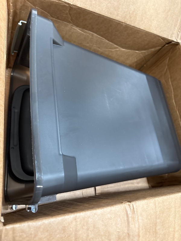 Photo 1 of (missing wheels) IRIS USA WeatherPro Airtight Dog Food Storage Container, Up to 22 lbs, Attachable Wheels, For Dog Cat Bird and Other Pet Food Storage Bin, Keep Fresh, Easy Mobility, BPA Free, Smoke