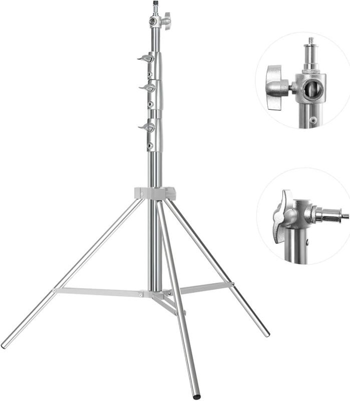 Photo 1 of **PARTS ONLY, MISSING SCREW TOP POLE** Heavy Duty Light Stand Photography 13.1ft/157", Stainless Steel Photography Light Stand Tripod with Spring Cushioned,1/4" 3/8" Universal Screw, Fit for Strobe,Video Light, Softbox, Reflective Umbrella