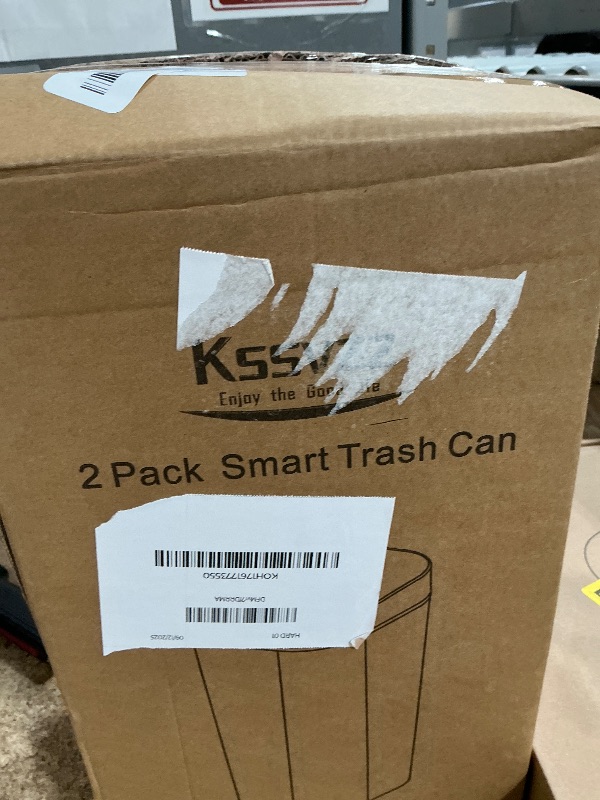 Photo 1 of 2 Pack Automatic Small Bathroom Trash Can with Lid - 2.5 Gallon Touchless Electric Garbage Can, Motion Sensor Smart Trash Bin, Slim Plastic Trashcan, Waterproof Wastebasket for Bedroom Office (White)