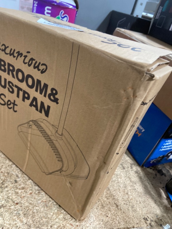 Photo 1 of (PARTIAL SET) Broom and Dustpan Set, Dust pan with Long Handle, Broom with Dustpan Combo Set, Broom and Dustpan for Home, Indoor or Outdoor Cleaning Tool (Deep Gray&Light Gray)