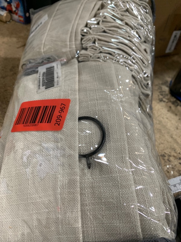 Photo 1 of 100 Inch Wide Pinch Pleated Extra Wide Curtain Panels 90 Inches Long for Patio Sliding Glass Door Hooks Rings Semi Sheer Beige Linen Privacy 90 Inch Length for Living Room 100x90 1 Panel Oatmeal