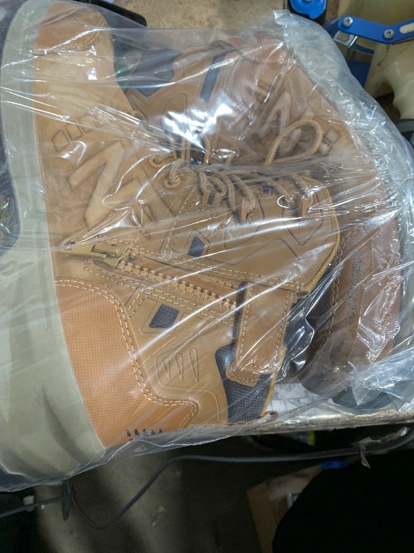 Photo 1 of ***(HEAVILY USED/ MINOR DAMAGE)***
New Balance Calibre Composite Toe Work Boots for Men - EH, PR, Non-Slip Leather Safety Shoes for Industrial & Construction, Wheat, 12 Wide