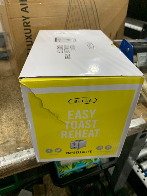 Photo 1 of **FOR PARTS ONLY/NON-FUCNTIONAL** bella Stainless Steel 2 Slice Toaster with Extra Wide Slots & Removable Crumb Tray, 6 Browning Options, Auto Shut Off & Reheat Function, Toast Bread, Bagel & Waffle