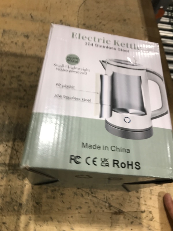 Photo 1 of **MISSING POWER CORD AND KETTLE STAND** Sekaer Small Electric Tea Kettle Stainless Steel 0.8L Portable Travel Hot Water Boiler, Mini Electric Coffee Kettle with Auto Shut-Off & Boil Dry Protection, Cordless Base & White