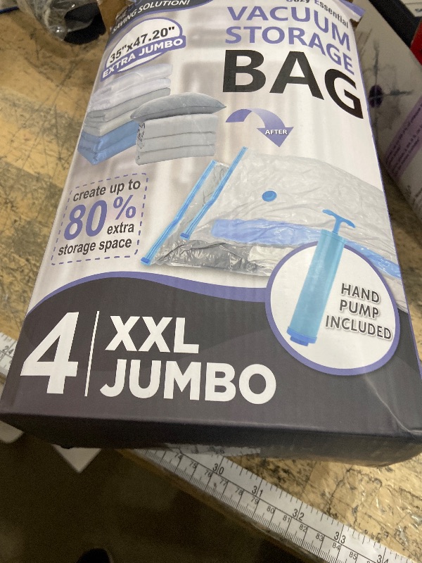 Photo 1 of **1 BAG BROKEN** 4 Pack XXL Jumbo Vacuum Storage Bags, Extra Large Vacuum Seal Bags for Comforters, Bedding, Blanket Storage, Giant Space Saver Bags for Huge Stuffed Toy(47.2x35 in)