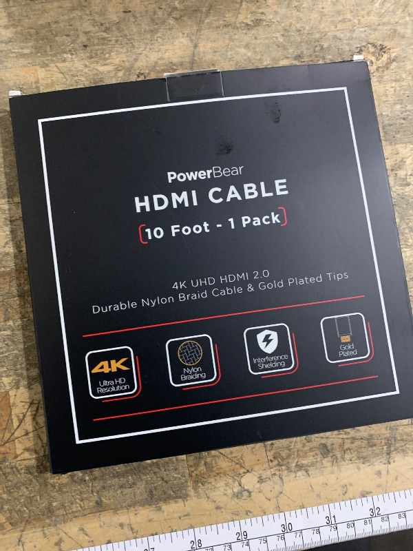 Photo 1 of PowerBear 4K HDMI Cable 10 ft | High Speed Hdmi Cables, Braided Nylon & Gold Connectors, 4K @ 60Hz, Ultra HD, 2K, 1080P, ARC & CL3 Rated | for Laptop, Monitor, PS5, PS4, Xbox One, Fire TV, & More