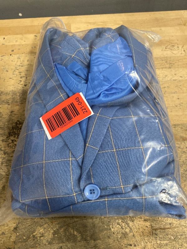Photo 1 of (XL) (BAGGED) Suit for Men 3 Piece Slim Fit Plaid Set Mens Blue Suits Wedding Tuxedo Prom Dress Homecoming Business Suits for Teenager,Size XL