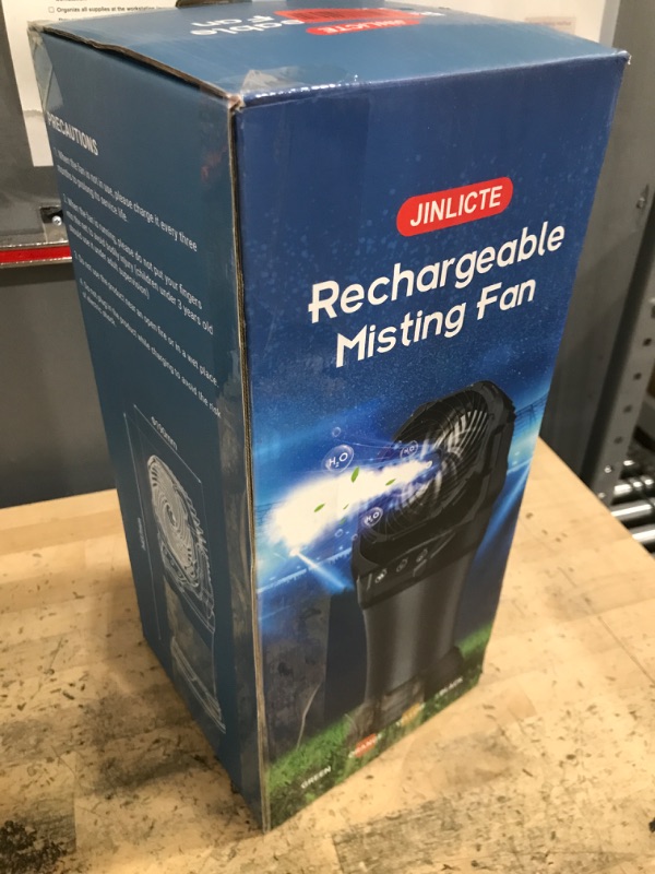 Photo 1 of 30000 mAh Portable Misting Fan with RGB Ambient Light, 2000 mL Water Tank Bucket Rechargeable Camping Mist Fan with 120° Auto Oscillating Perfect for Patios Fishing Travel Garden Party Golf Tent