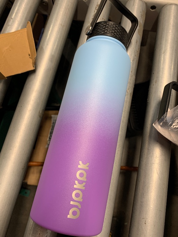 Photo 1 of (see images) BJPKPK Insulated Water Bottles with Straw Lid, 40oz Stainless Steel Water Bottles with 3 Lids, BPA Free Leakproof Thermo