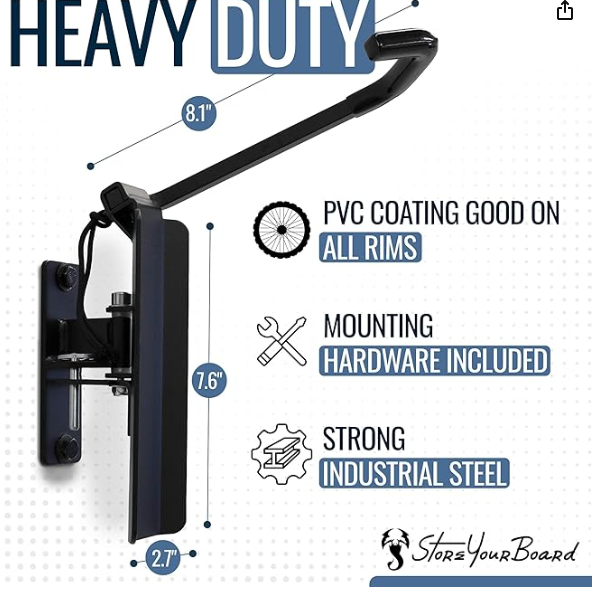 Photo 1 of **UNKNOWN DAMAGES/MISSING PARTS** StoreYourBoard Bike Swivel Rack – Wall Mounted Garage Bike Storage, Vertical Hanger with 120° Swing Design & Stopper, Space-Saving Indoor Wall Mount – Fits Kids Bikes, BMX & More