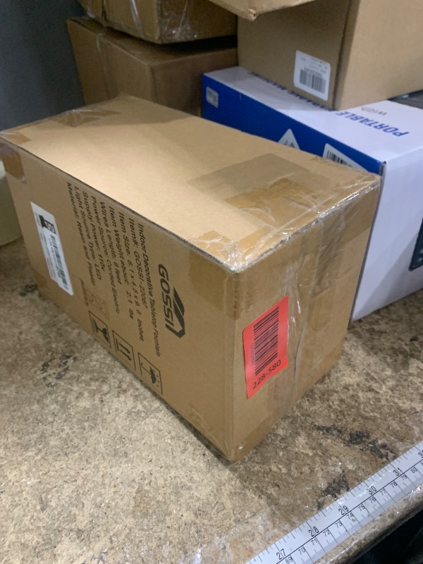 Photo 1 of **** PHOTO FOR ITEM REFERENCE**** GOSSI 10" H 4 Tiered Cascading Rectangle Indoor Desktop Fountain with Natural River Rocks and RGB Color Changing LED Lights Home/Office Decoration Meditiation Resin waterfull Tabletop Fountain