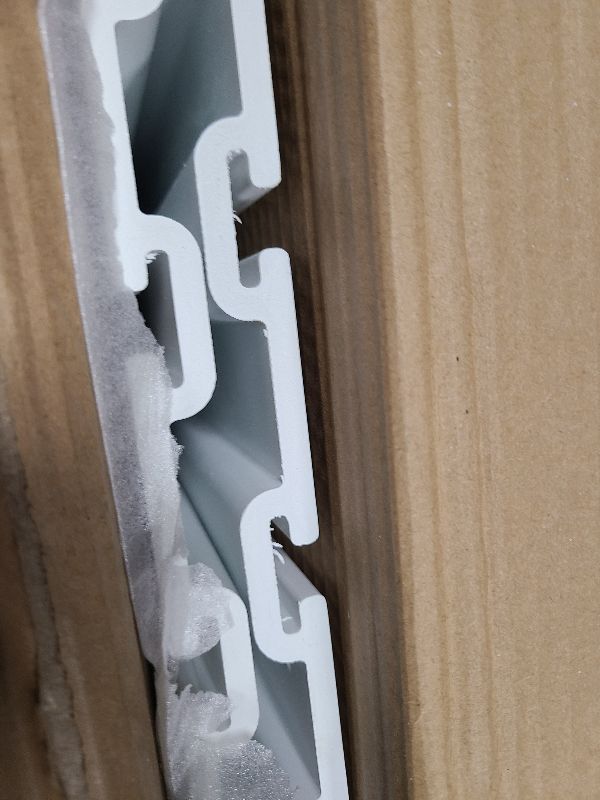 Photo 1 of 2'H x 4'W Slatwall Panel Garage Wall Organizer: Heavy Duty Wall Mounted PVC Wall Rack, Interlocking Slat Wall Paneling for Garage Wall Storage, Slatwall Board or Slatwall Shelves System - White