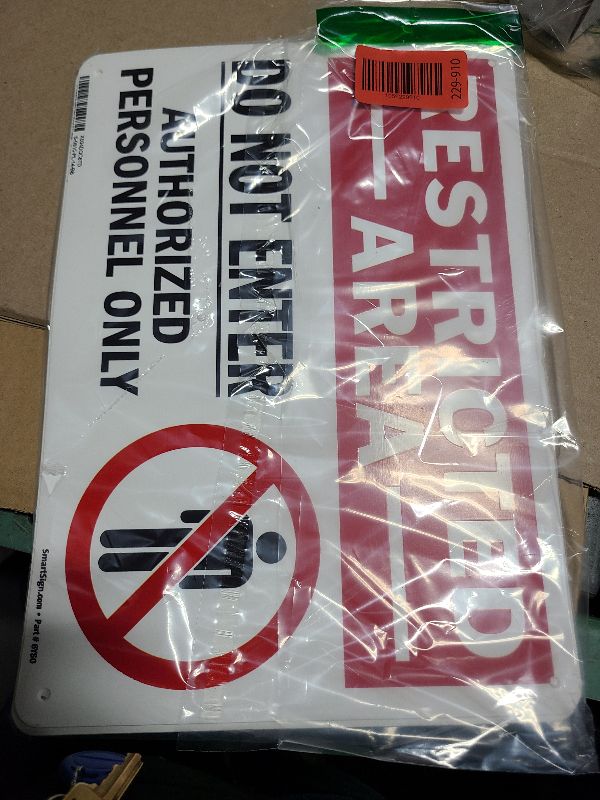 Photo 1 of SmartSign "Restricted Area - Do Not Enter, Authorized Personnel Only" Sign | 10" x 14" Plastic